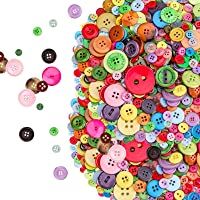800 Piezas Botones de Colores Surtidos- Colores Mezclados Botones de Resina Redondo con 2-4 Agujero para manualidades de…